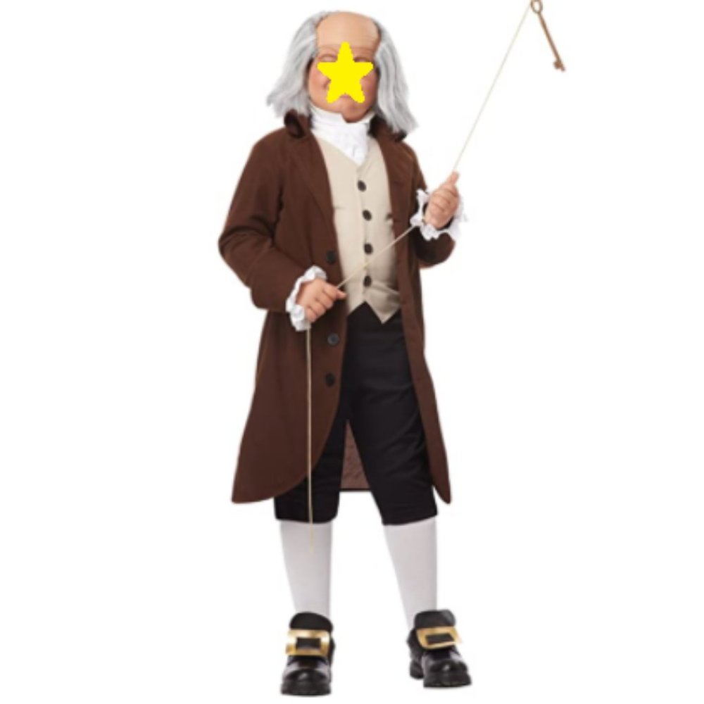 colonial costume boy/girl Medium INCLUDES WIG